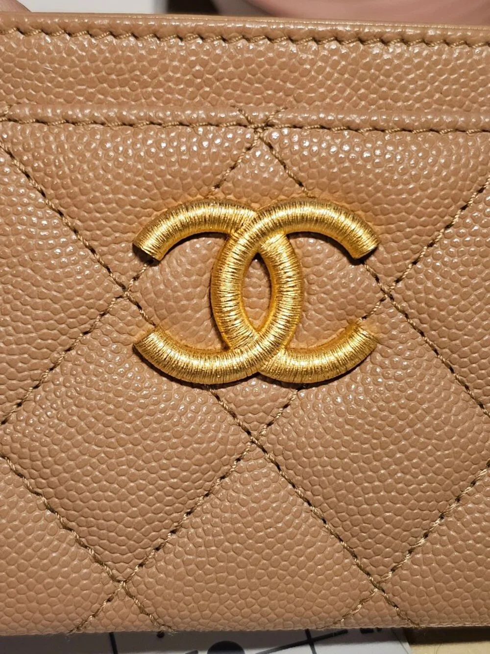 Chanel Card Holder — Beige/Caramel Caviar Leather, Gold Hardware — 23B — NWT